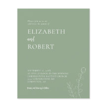 Budget Sage Green Minimalistische Trouwkaart Moder