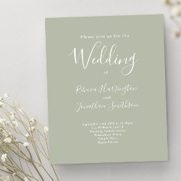 Budget Sage Green Moderne Wedding RSVP Uitnodiging