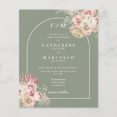 Budget sage Green Pampas Grass Foto Monogram (Voorkant)