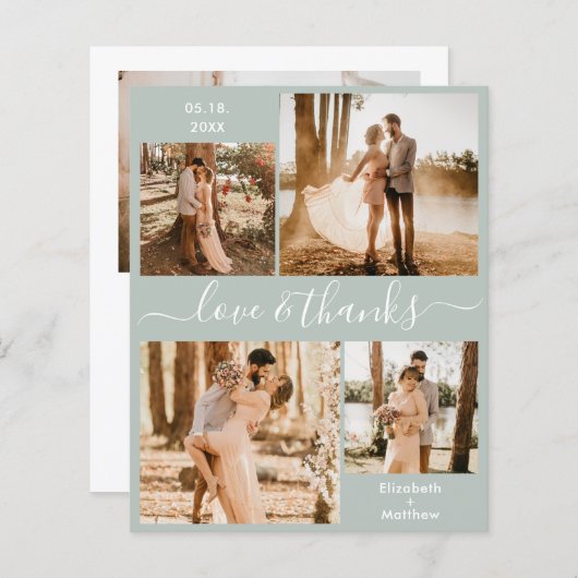 Budget Sage Green Photo Weddenschap Bedankt Flyer (Voorkant / Achterkant)