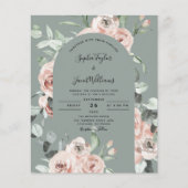 Budget Sage Green Pink Floral Weddenschap (Voorkant)