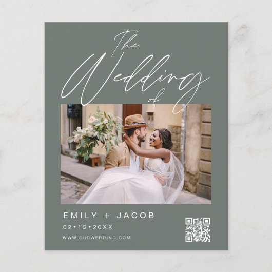 Budget Sage Green QR Code Foto Uitnodiging voor br (Voorkant)