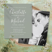 Budget Sage Green Script Photo Weddenschap