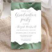 Budget Sage Green Silver Agate Afstudeerder Uitnod