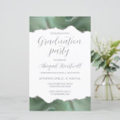 Budget Sage Green Silver Agate Afstudeerder Uitnod (Staand voorkant)