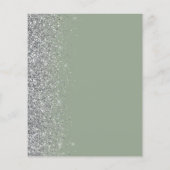 Budget Sage Green Silver Glitter Huwelijksuitnodig (Achterkant)