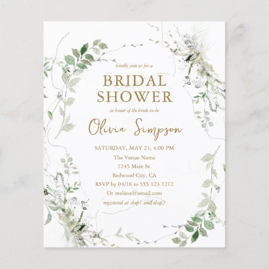 Budget Sage Green Vrijgezellenfeest Flyer (Voorkant)