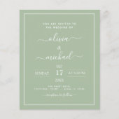 Budget Sage Green Weddenschap met Foto Uitnodiging Flyer (Voorkant)