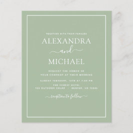Budget Sage Green Weddenschap met Foto Uitnodiging Flyer