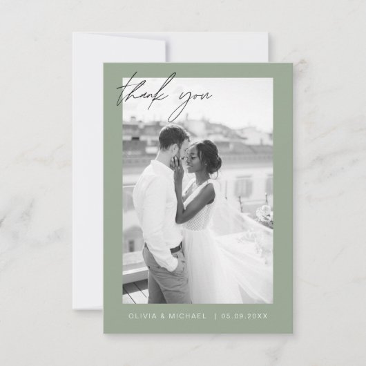 Budget Sage Green Wedding Dank u kaarten (Voorkant)