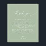 Budget Sage Green Wedding Hartelijk dank Flyer<br><div class="desc">Deze kaart bevat een handgeschreven lettertype en een modern, minimalistisch ontwerp. Verander eenvoudig de kleuren en bewerk *most* formuleringen om aan de behoeften van uw gelegenheid te voldoen. Deze uitnodiging is perfect voor je hedendaagse, industriële of bohemische huwelijksfeest. Begrotingsdocument is dun! ***Upgrade voor een dikker papier. De enveloppen zijn niet...</div>