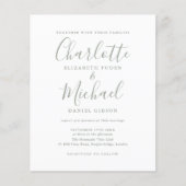 Budget Sage Green Wedding Invitation (Voorkant)