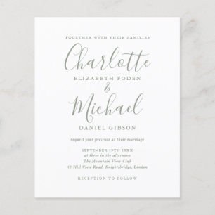 Budget Sage Green Wedding Invitation