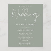 Budget Sage Green Wedding Invitation (Voorkant)