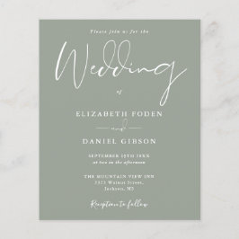 Budget Sage Green Wedding Invitation