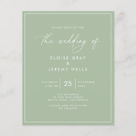 Budget Sage Green Wedding Invitation Flyer