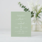 Budget Sage Green Wedding met Foto Uitnodiging (Staand voorkant)