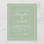 Budget Sage Green Wedding met Foto Uitnodiging (Voorkant)