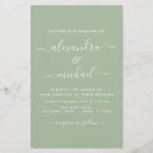 Budget Sage Green Wedding met Foto Uitnodiging (Voorkant)