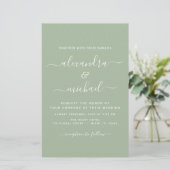 Budget Sage Green Wedding met Foto Uitnodiging (Staand voorkant)