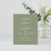 Budget Sage Green Wedding met Foto Uitnodiging (Staand voorkant)