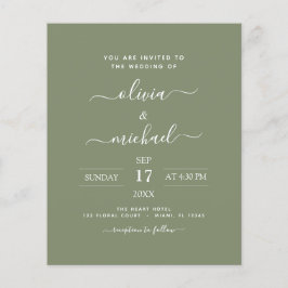 Budget Sage Green Wedding met Foto Uitnodiging Flyer
