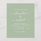 Budget Sage Green Wedding met Foto Uitnodiging Flyer (Voorkant)