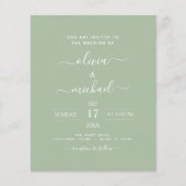 Budget Sage Green Wedding Modern Typografie (Voorkant)