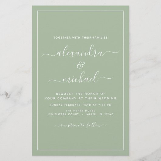 Budget Sage Green Wedding Modern Typografie (Voorkant)