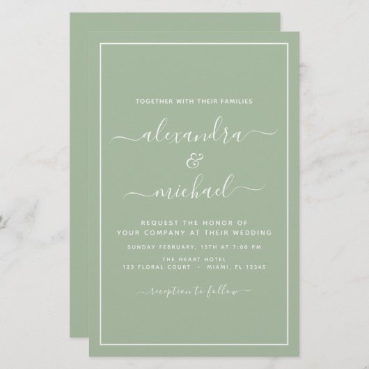 Budget Sage Green Wedding Modern Typografie (Voorkant / Achterkant)