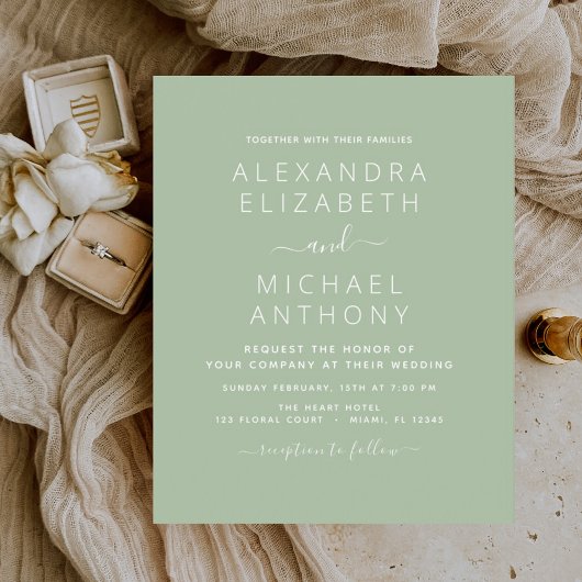 Budget Sage Green Wedding Modern Typografie