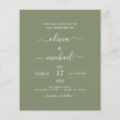 Budget Sage Green Wedding Modern Typografie Flyer (Voorkant)
