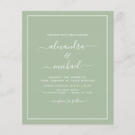 Budget Sage Green Wedding Modern Typography Flyer