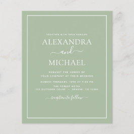 Budget Sage Green Wedding Modern Typography Flyer