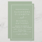 Budget Sage Green Wedding Moderne Uitnodiging (Voorkant / Achterkant)