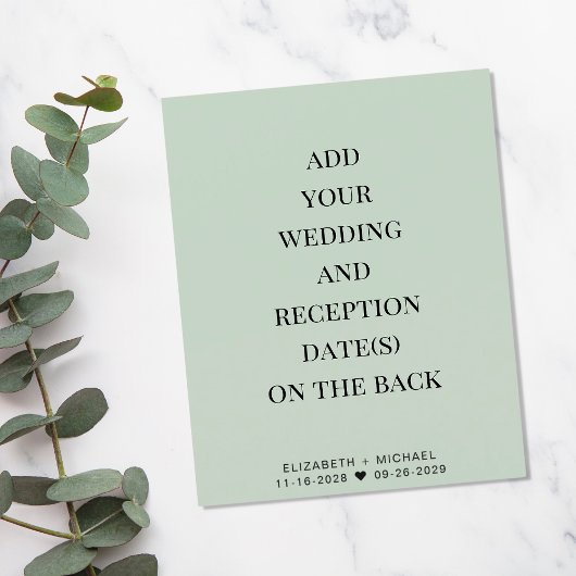 Budget Sage Green Wedding Reception Uitnodiging