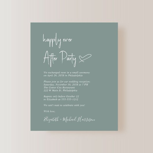 Budget Sage Green Wedding Reception Uitnodiging