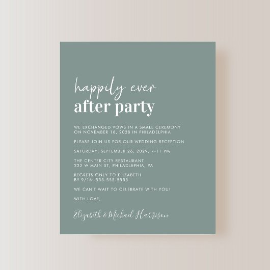 Budget Sage Green Wedding Reception Uitnodiging