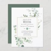 BUDGET Sage Greenery Eucalyptus Wedding Invitae (Voorkant / Achterkant)