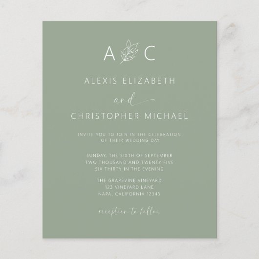 Budget Sage Groen Alles In Een Bruiloft QR Code (Voorkant)