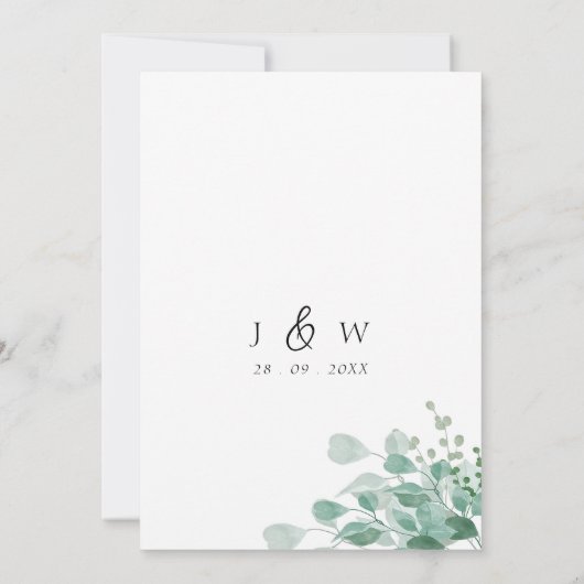 Budget Sage groen Eucalyptus groen Bruiloft Kaart (Achterkant)