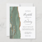 Budget Sage Groen Goud Agate QR Code Trouwen (Voorkant)