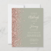 Budget Sage Groen Roze Gouden Glitter Bruiloft (Voorkant)