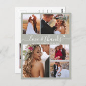 Budget Sage Groen Script Foto Bruiloft Dank u Briefkaart (Voorkant / Achterkant)