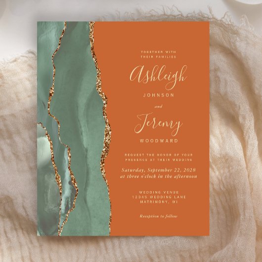 Budget Sage Groene Agaat Verbrand Sinaasappel Wedd