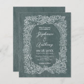 Budget Sage Groene Bloemen Bruiloft Uitnodiging (Voorkant / Achterkant)