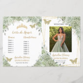 Budget Sage Groene Bloemen Quinceanera Fotoprogram (Voorkant)