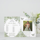 Budget Sage Groene Bloemen Quinceanera Fotoprogram (Staand voorkant)