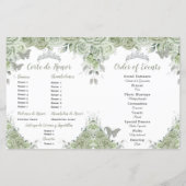 Budget Sage Groene Bloemen Quinceañera XV Programm (Achterkant)