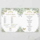 Budget Sage Groene Bloemen Quinceañera XV Programm (Achterkant)